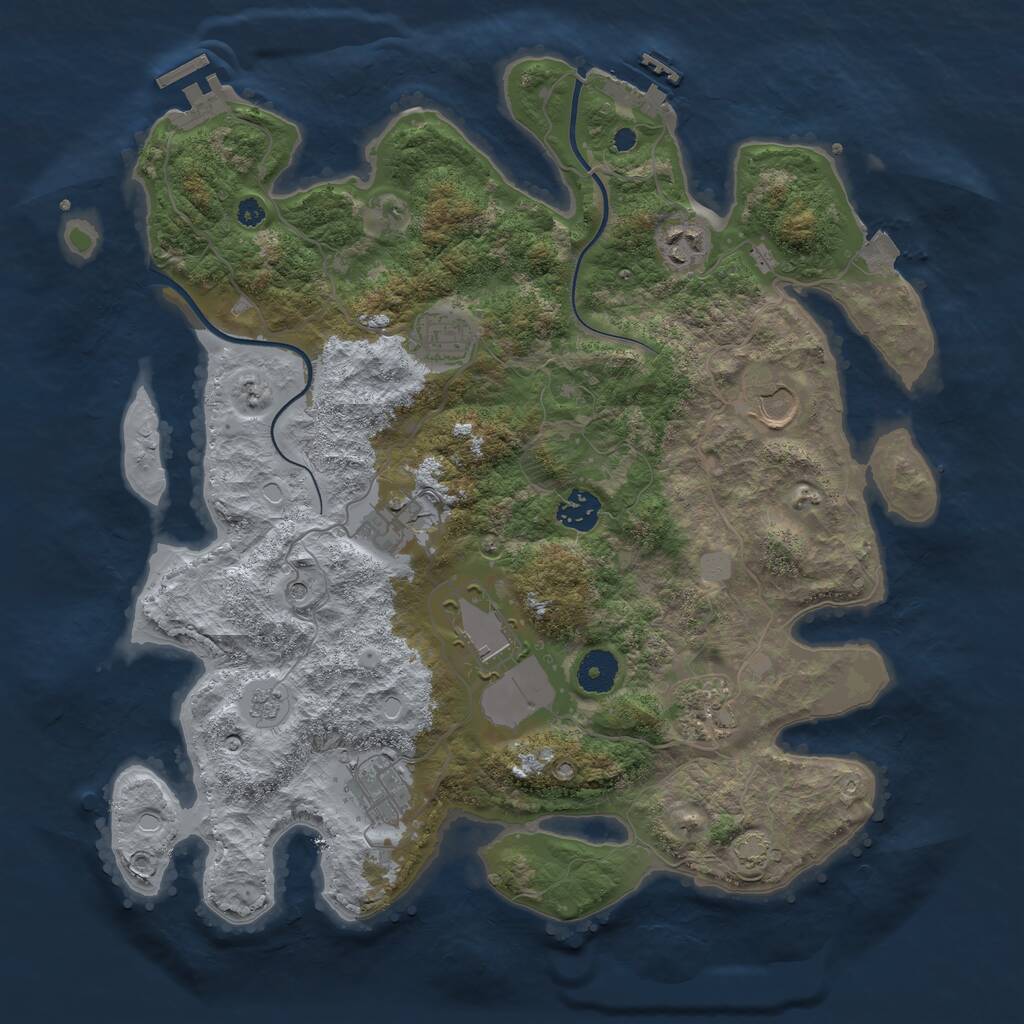 Rust Map: Procedural Map, Size: 3700, Seed: 741734779, 14 Monuments