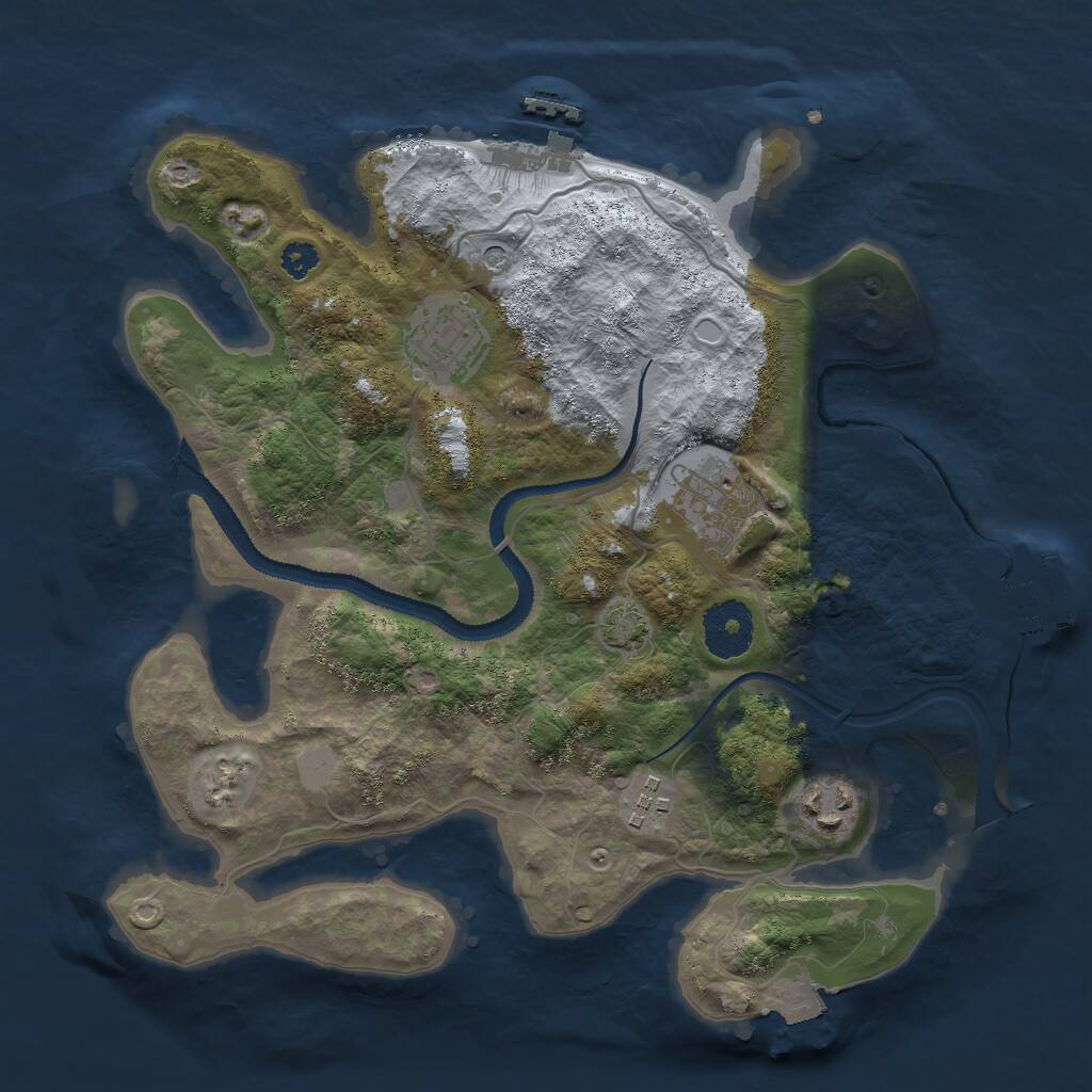 Rust Map: Procedural Map, Size: 3000, Seed: 1250824981, 9 Monuments