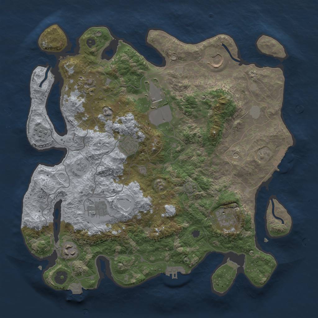 Rust Map: Procedural Map, Size: 3600, Seed: 3605530, 16 Monuments