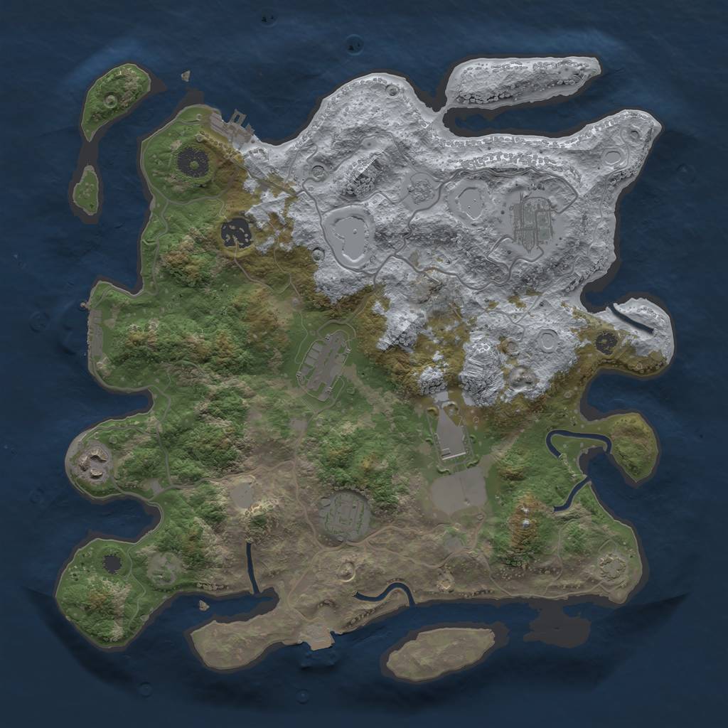Rust Map: Procedural Map, Size: 3500, Seed: 393514947, 14 Monuments