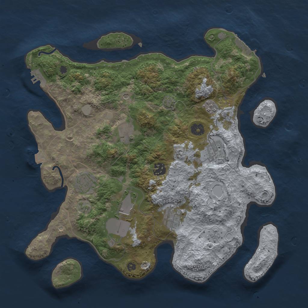 Rust Map: Procedural Map, Size: 3500, Seed: 250066603, 15 Monuments