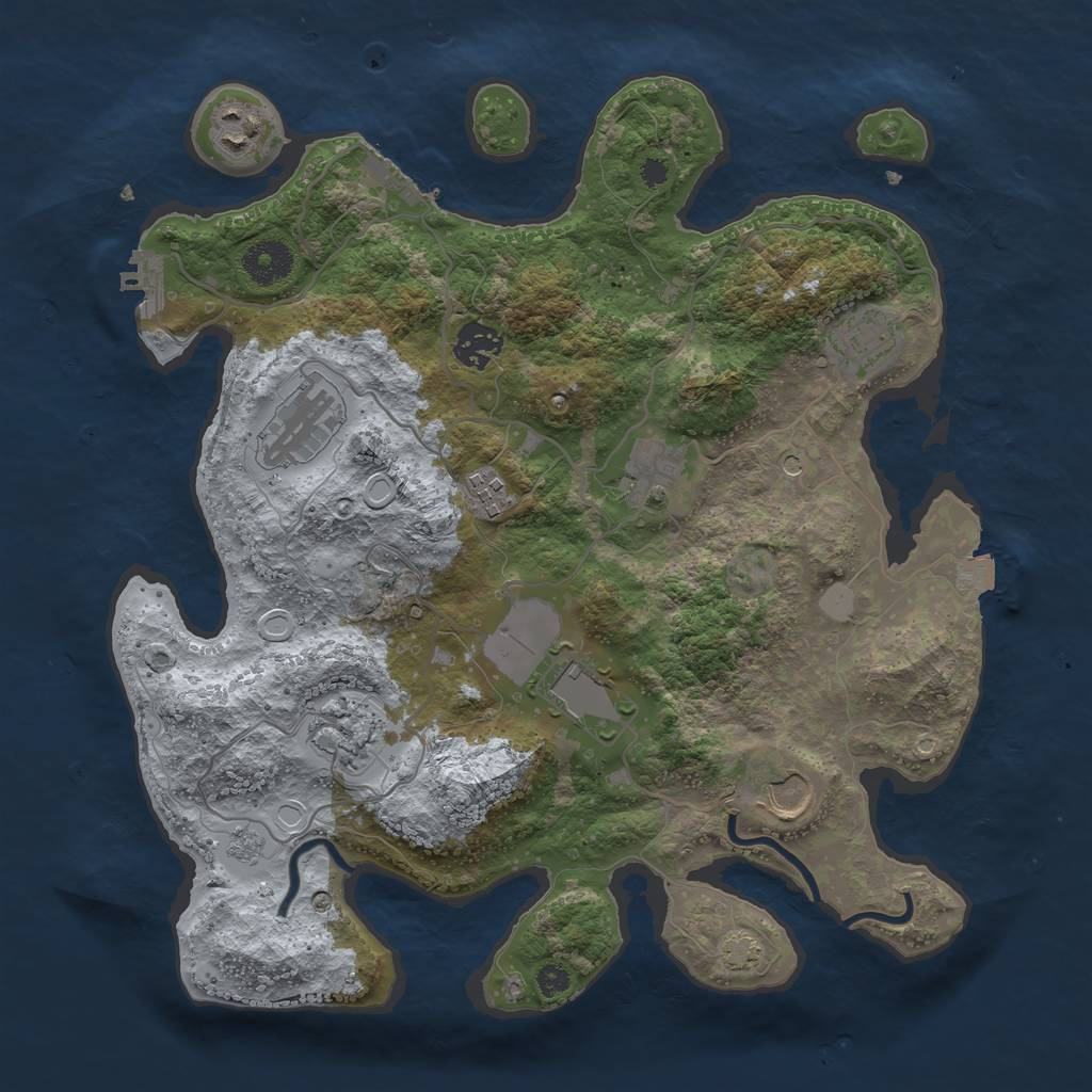 Rust Map: Procedural Map, Size: 3500, Seed: 310416667, 17 Monuments