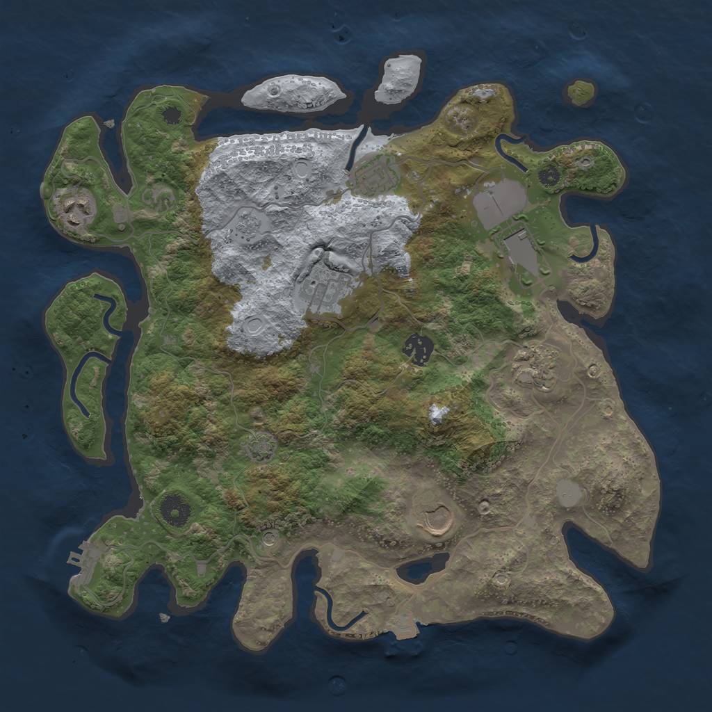 Rust Map: Procedural Map, Size: 3500, Seed: 2100096621, 14 Monuments