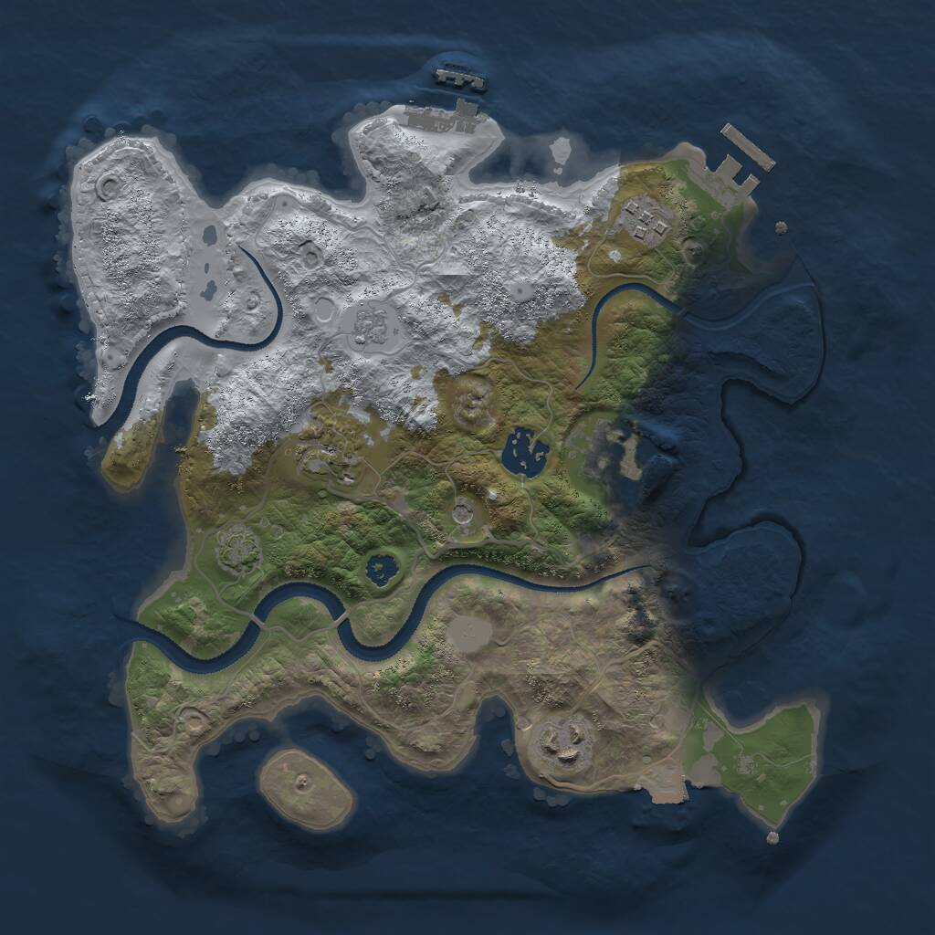 Rust Map: Procedural Map, Size: 3000, Seed: 2087191175, 11 Monuments