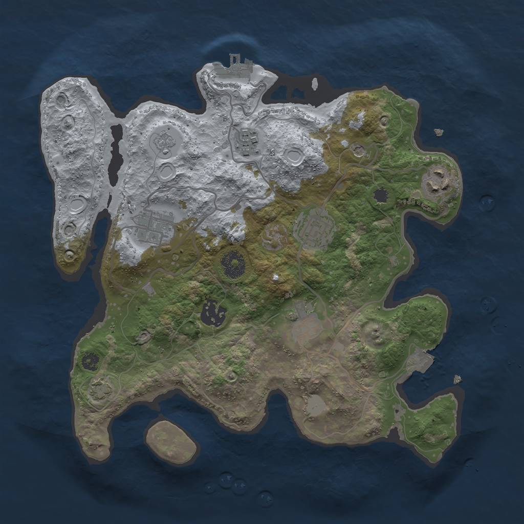 Rust Map: Procedural Map, Size: 3000, Seed: 2087191175, 13 Monuments