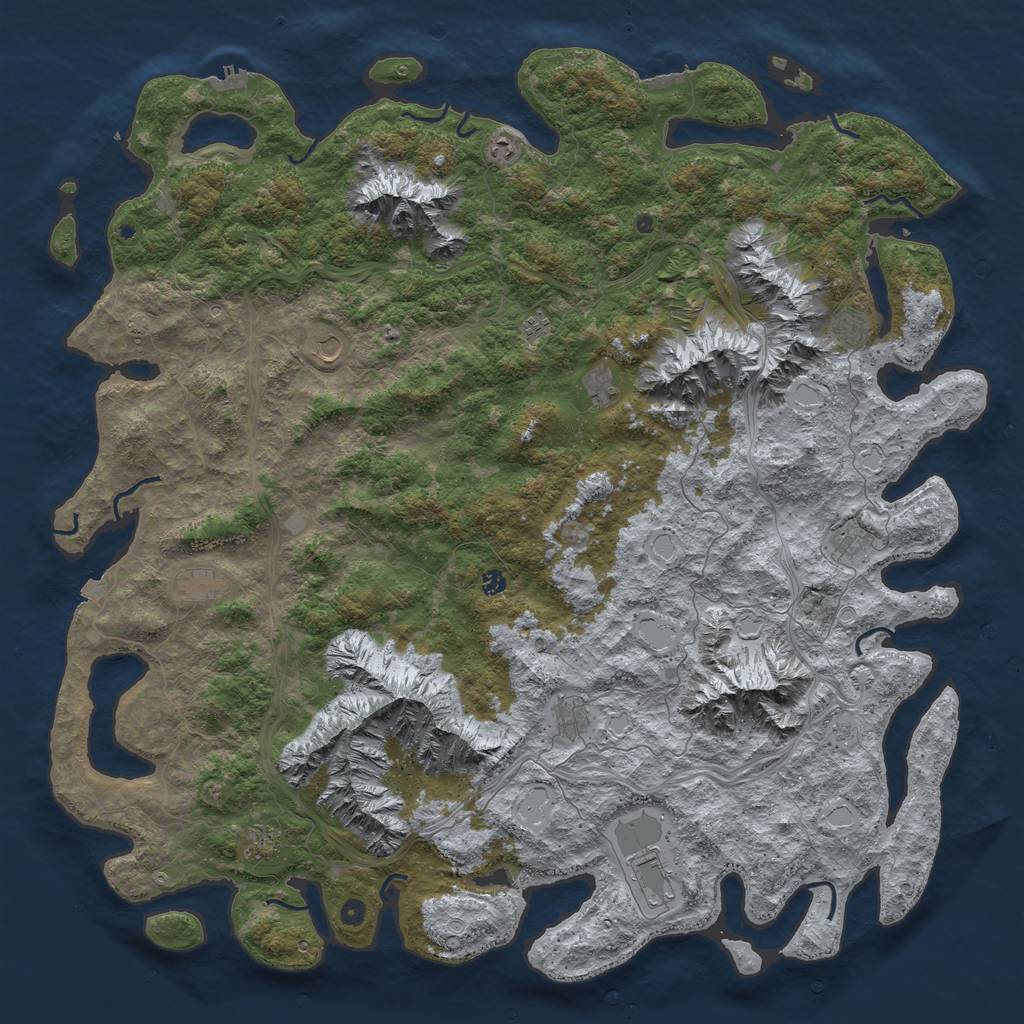 Rust Map: Procedural Map, Size: 6000, Seed: 687954, 19 Monuments