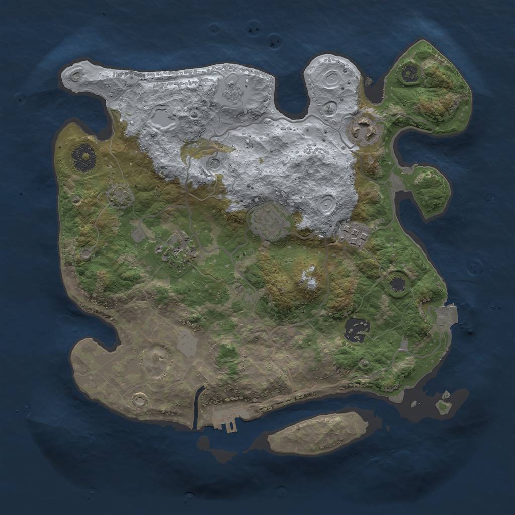 Rust Map: Procedural Map, Size: 3000, Seed: 2245877, 12 Monuments