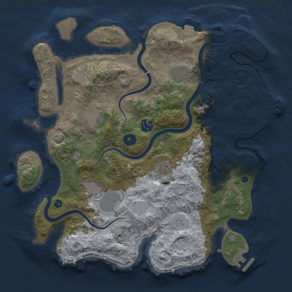 Rust Map: Procedural Map, Size: 3550, Seed: 3212404, 12 Monuments