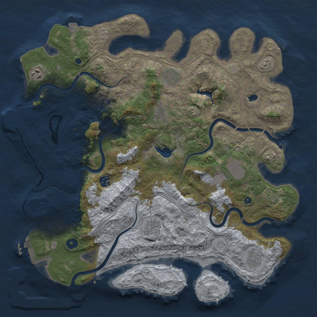 Rust Map: Procedural Map, Size: 4250, Seed: 1267499670, 14 Monuments