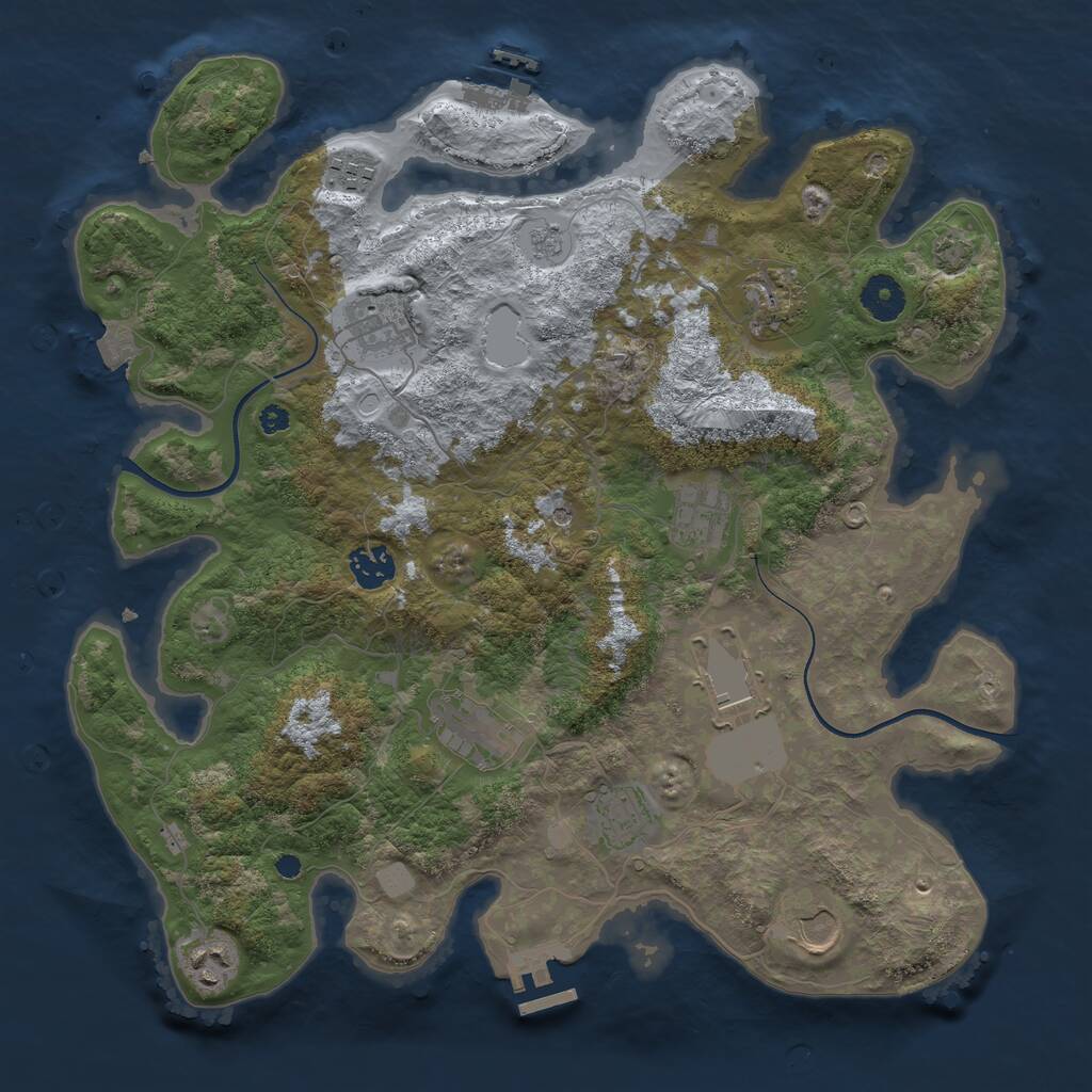 Rust Map: Procedural Map, Size: 3700, Seed: 88667755, 16 Monuments