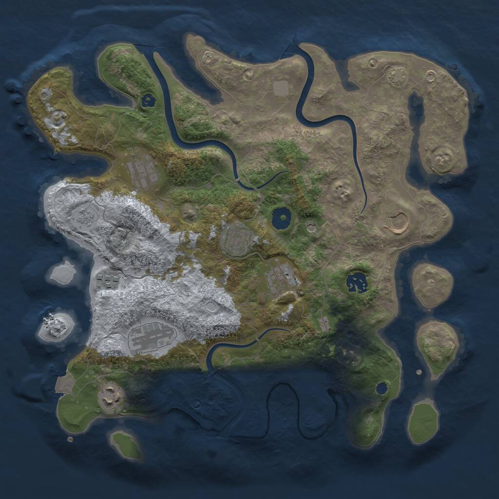 Rust Map: Procedural Map, Size: 3500, Seed: 789235966, 12 Monuments