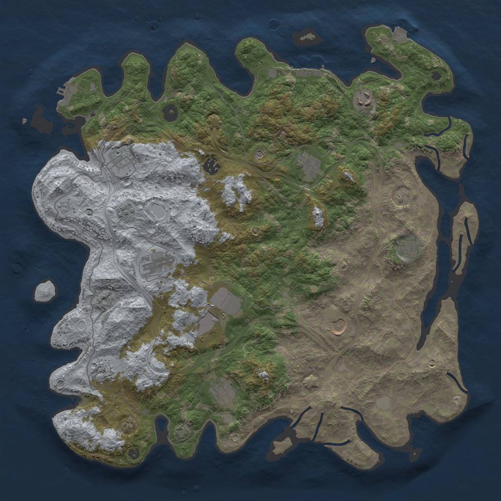 Rust Map: Procedural Map, Size: 4500, Seed: 54469430, 19 Monuments