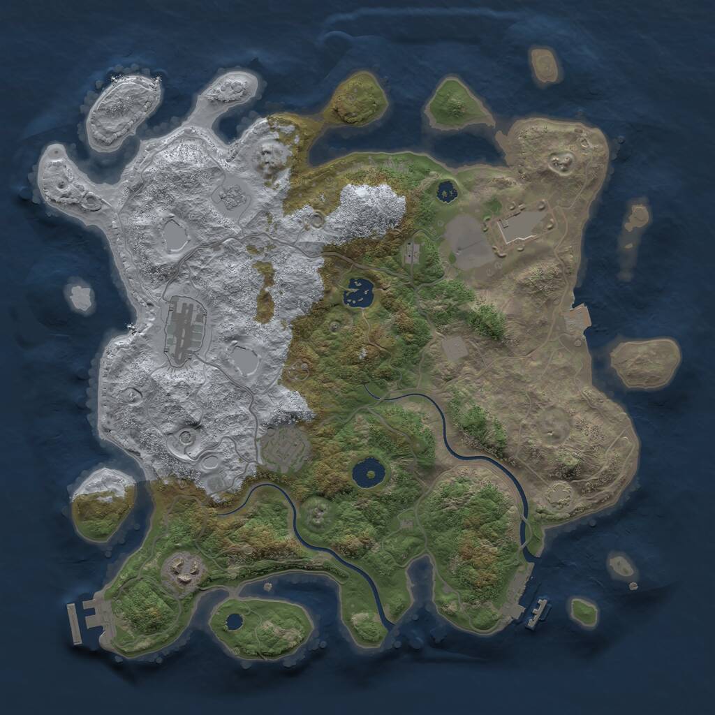 Rust Map: Procedural Map, Size: 3500, Seed: 2047449510, 11 Monuments