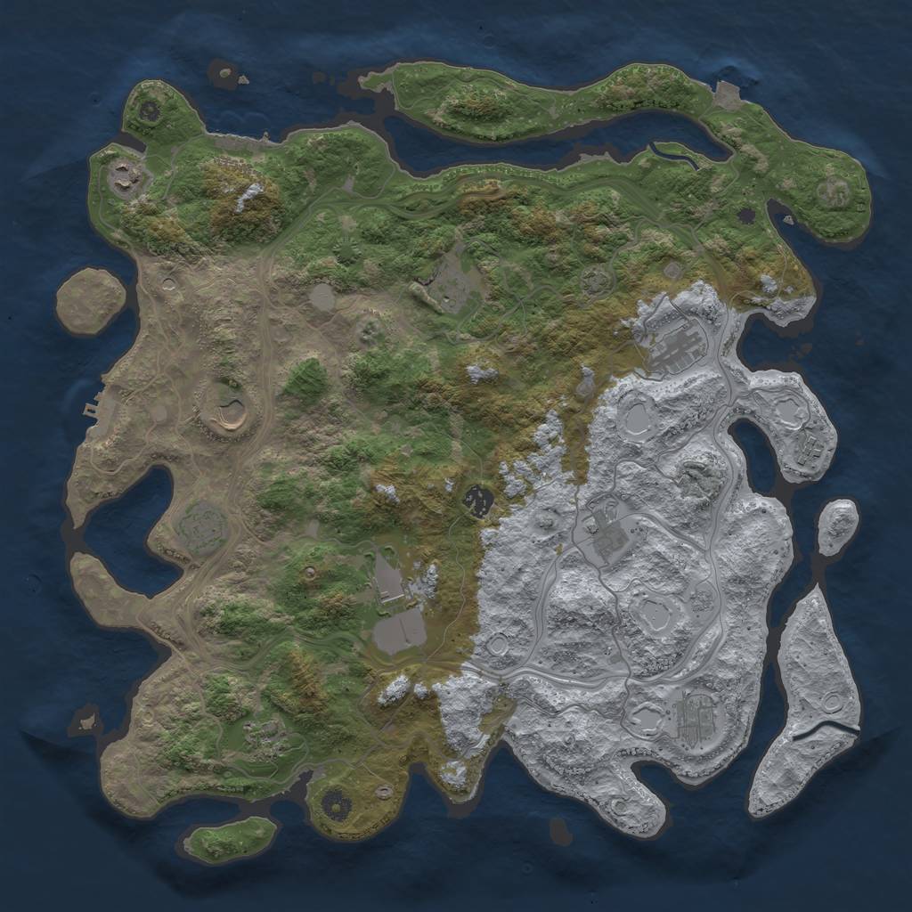 Rust Map: Procedural Map, Size: 4500, Seed: 1042759207, 19 Monuments