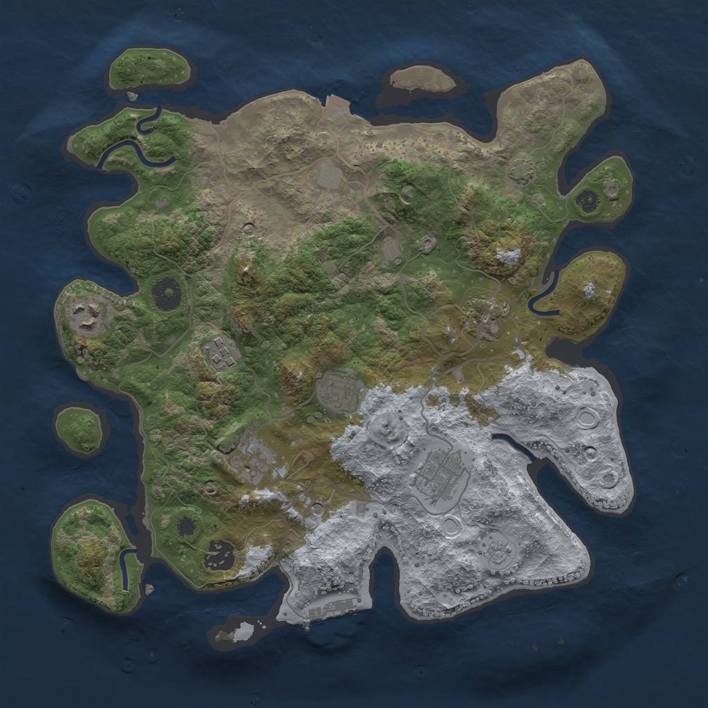 Rust Map: Procedural Map, Size: 3400, Seed: 27777823, 14 Monuments