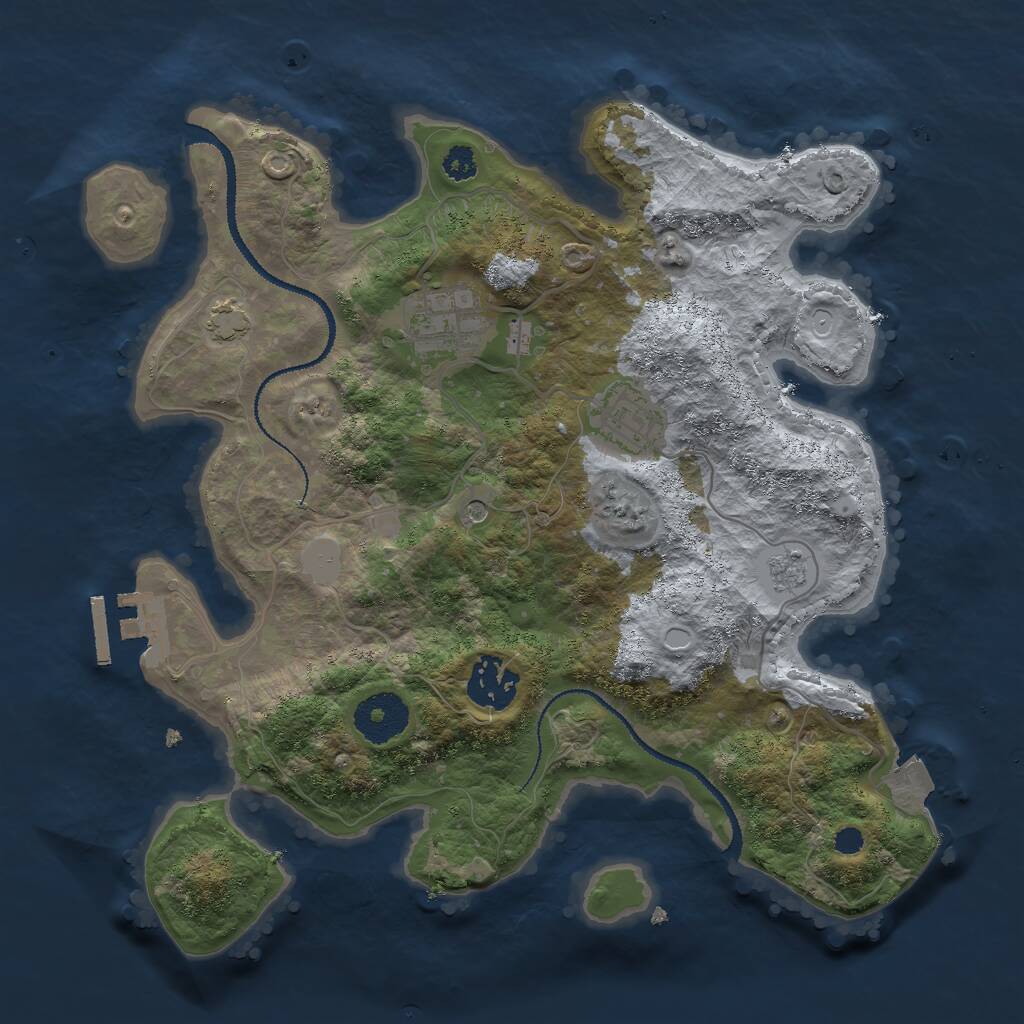 Rust Map: Procedural Map, Size: 3000, Seed: 1495308761, 8 Monuments