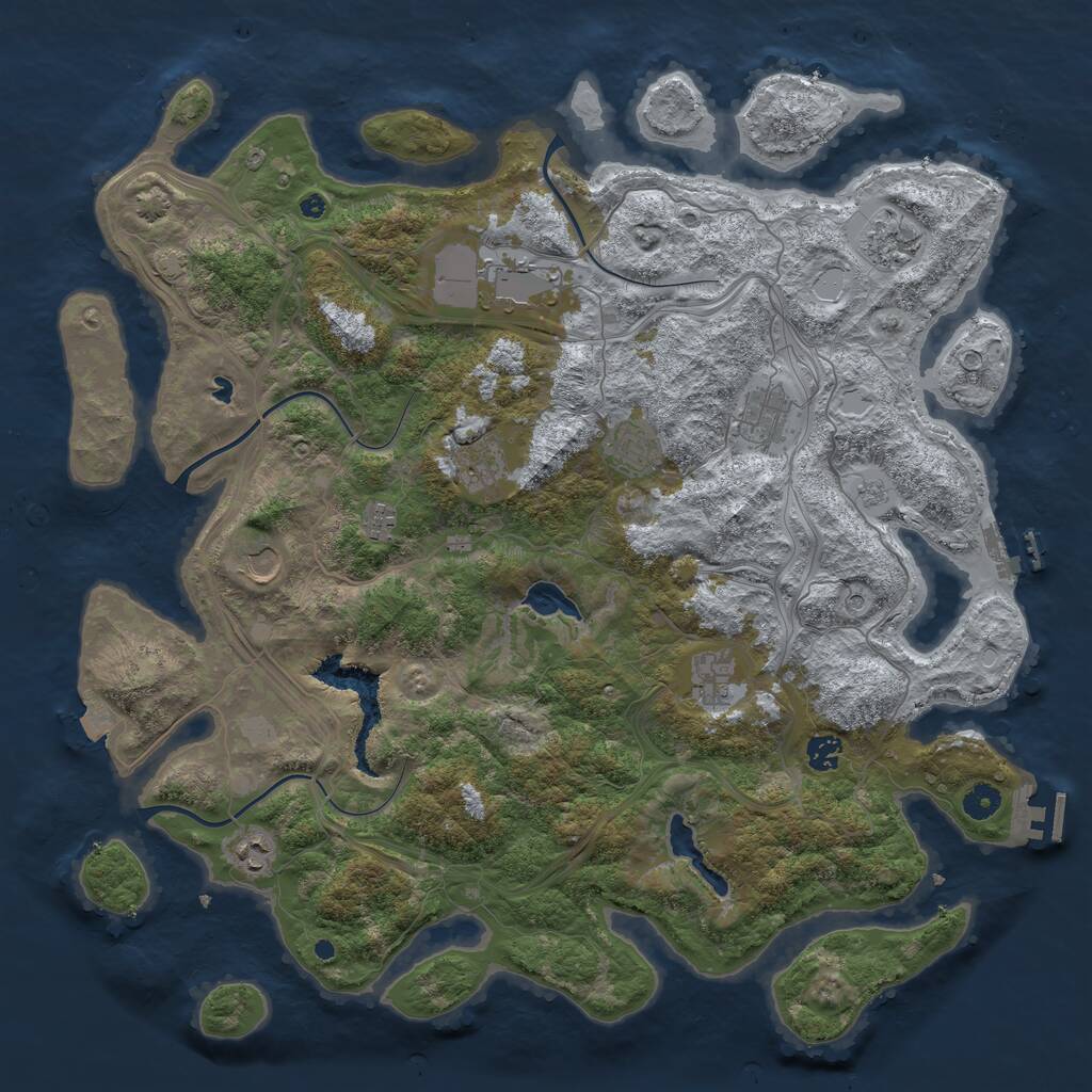 Rust Map: Procedural Map, Size: 4500, Seed: 65463, 16 Monuments