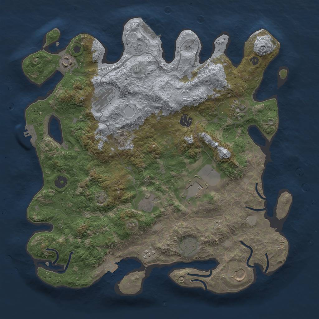Rust Map: Procedural Map, Size: 3850, Seed: 655450900, 17 Monuments