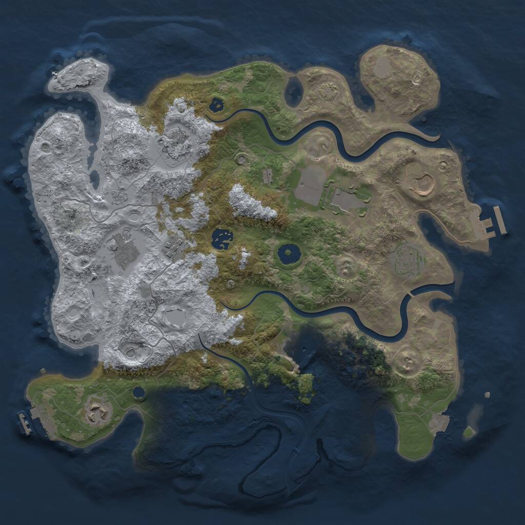 Rust Map: Procedural Map, Size: 3650, Seed: 76863767, 15 Monuments
