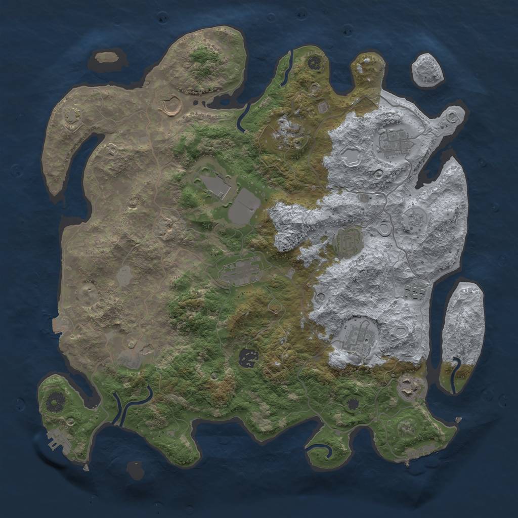 Rust Map: Procedural Map, Size: 3900, Seed: 30465749, 19 Monuments