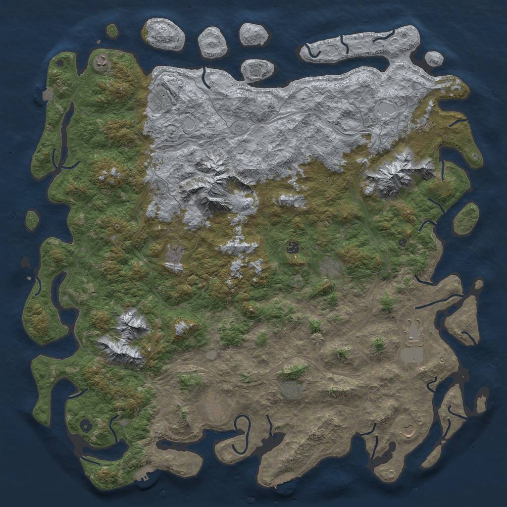 Rust Map: Procedural Map, Size: 6000, Seed: 124523, 19 Monuments