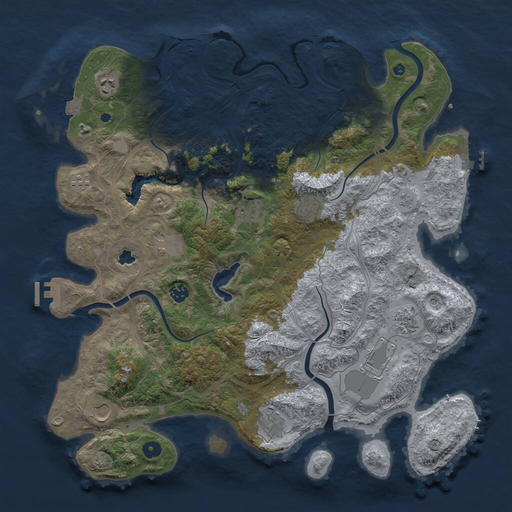 Rust Map: Procedural Map, Size: 4300, Seed: 46617903, 16 Monuments
