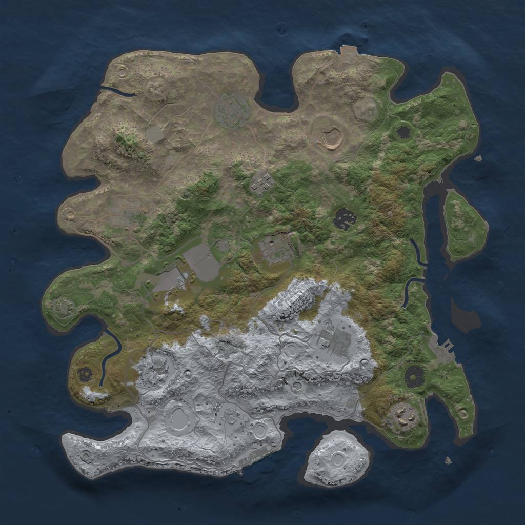 Rust Map: Procedural Map, Size: 3650, Seed: 78449684, 18 Monuments