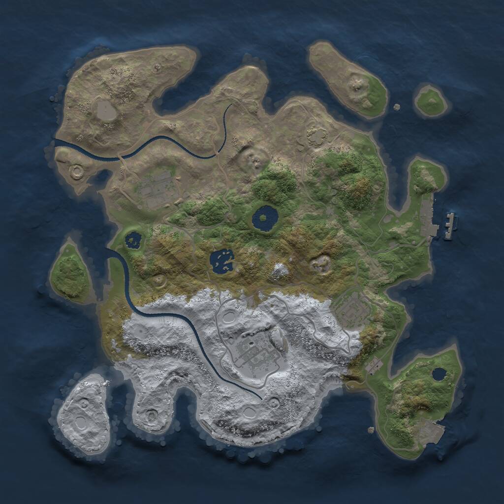 Rust Map: Procedural Map, Size: 3000, Seed: 1101611791, 7 Monuments