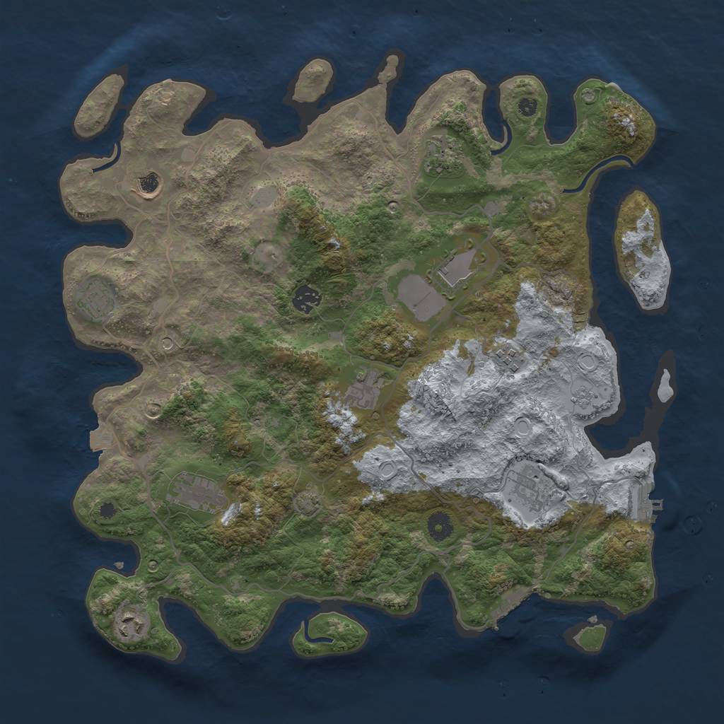 Rust Map: Procedural Map, Size: 4000, Seed: 661650401, 18 Monuments