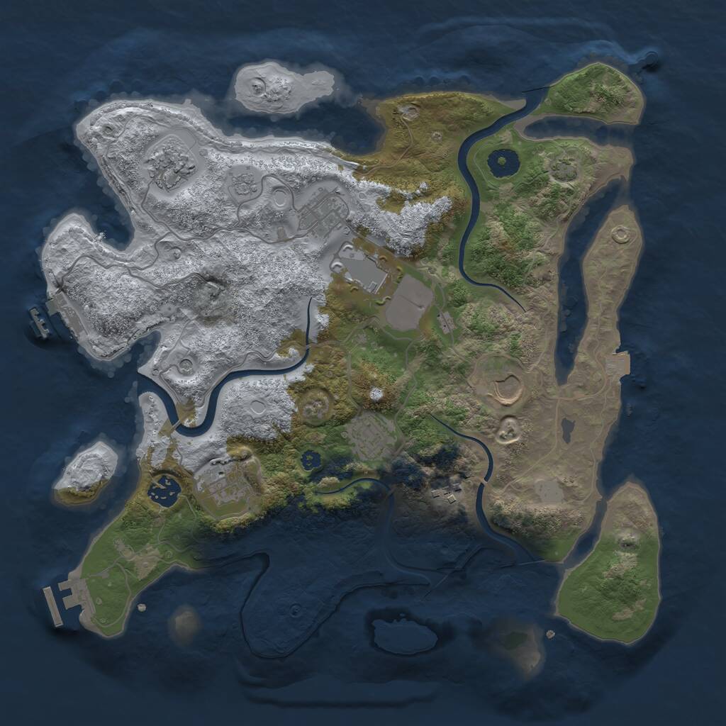 Rust Map: Procedural Map, Size: 3600, Seed: 24643635, 14 Monuments