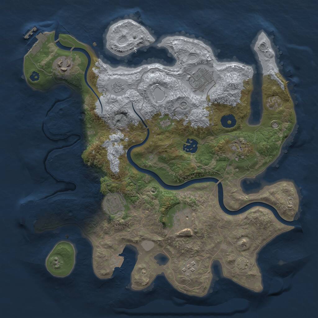 Rust Map: Procedural Map, Size: 3250, Seed: 1891221761, 13 Monuments