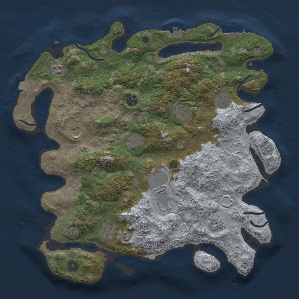 Rust Map: Procedural Map, Size: 4000, Seed: 18940324, 18 Monuments