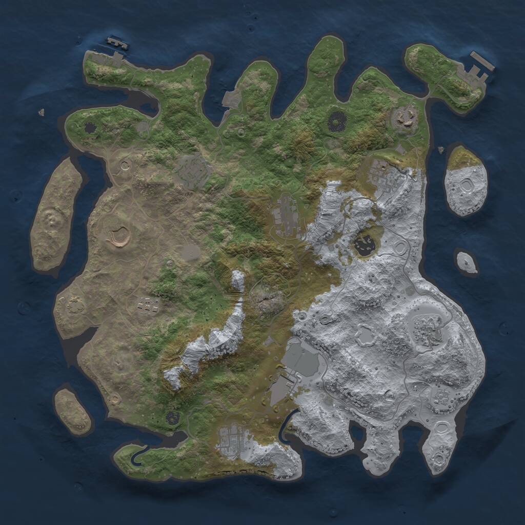 Rust Map: Procedural Map, Size: 3850, Seed: 50366235, 16 Monuments