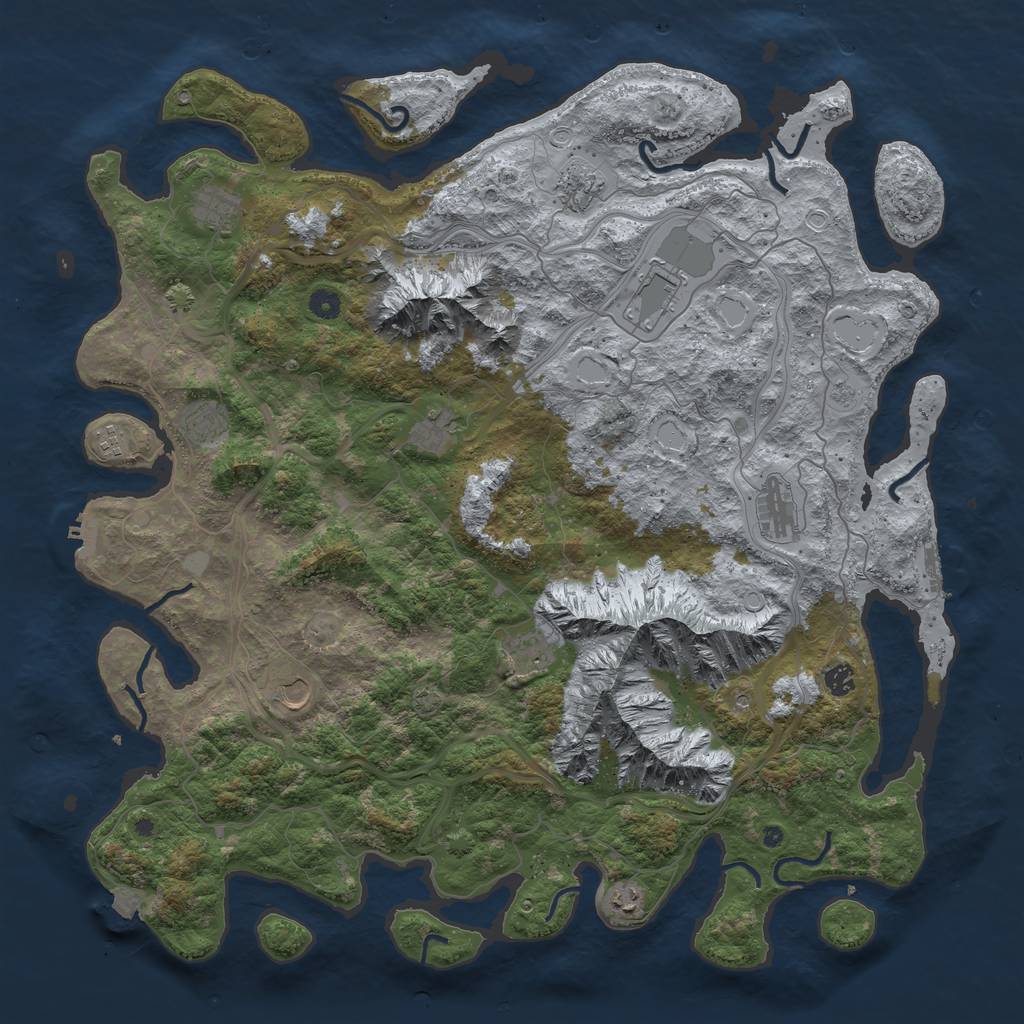 Rust Map: Procedural Map, Size: 5000, Seed: 246813579, 19 Monuments