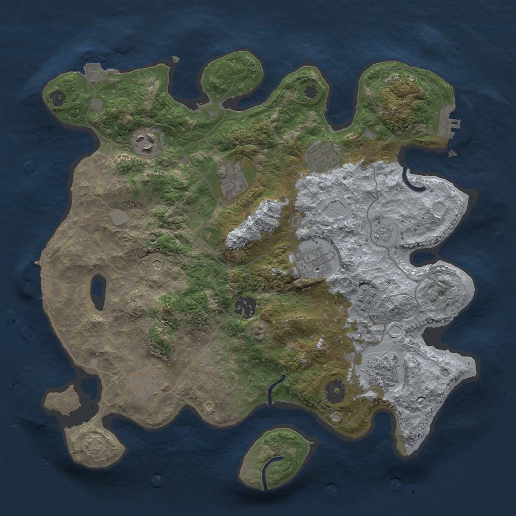 Rust Map: Procedural Map, Size: 3450, Seed: 43561636, 16 Monuments
