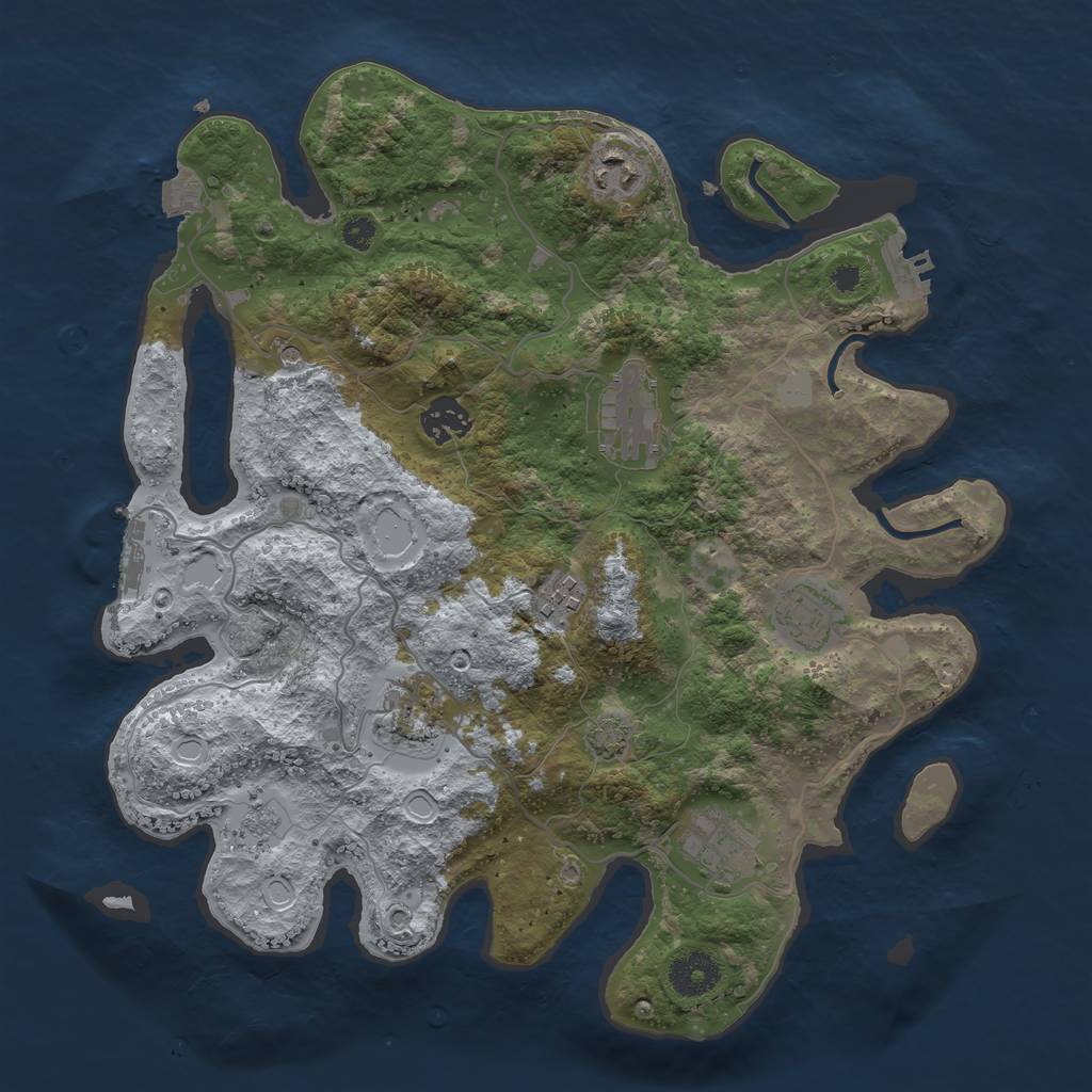 Rust Map: Procedural Map, Size: 3450, Seed: 59027455, 15 Monuments