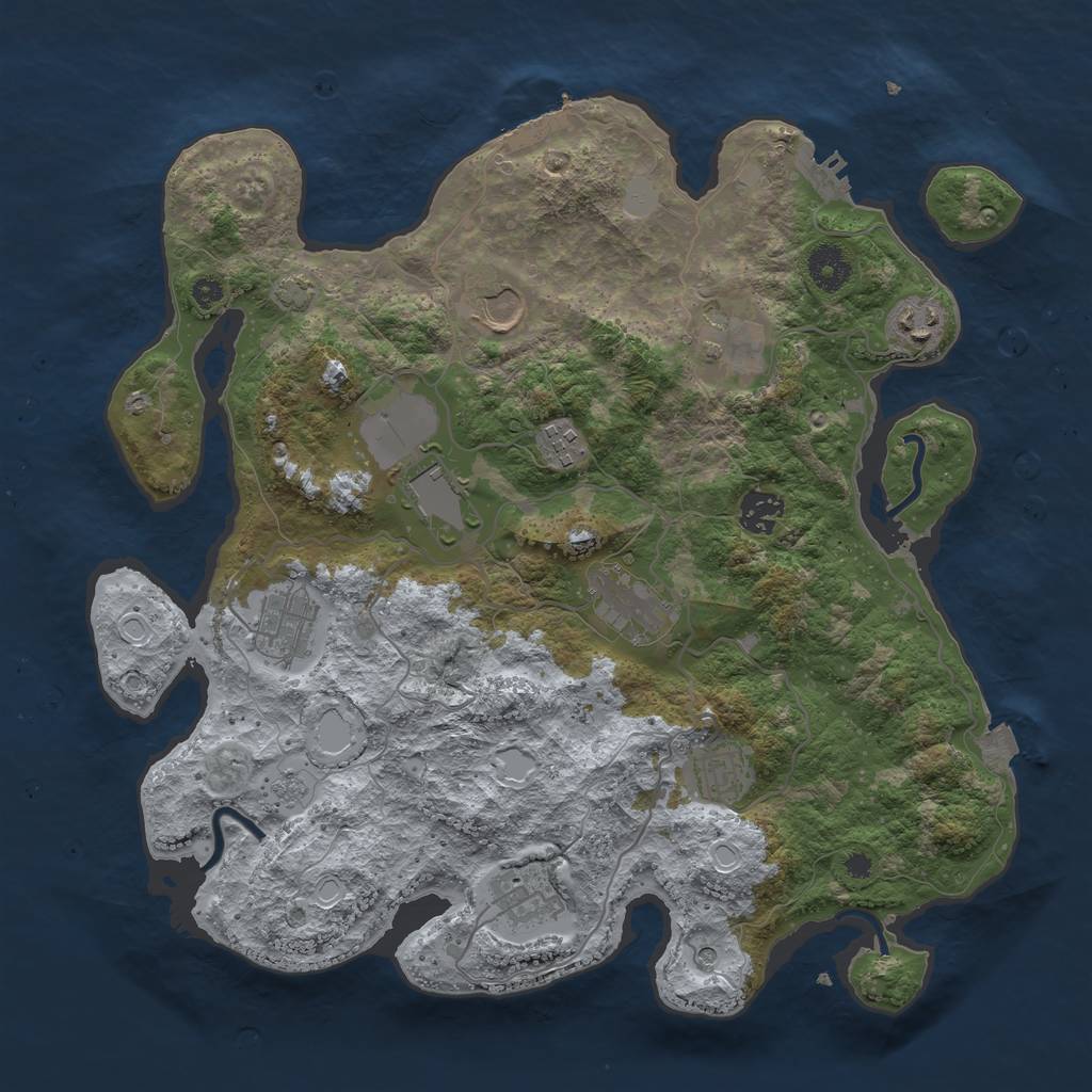 Rust Map: Procedural Map, Size: 3700, Seed: 325381121, 18 Monuments