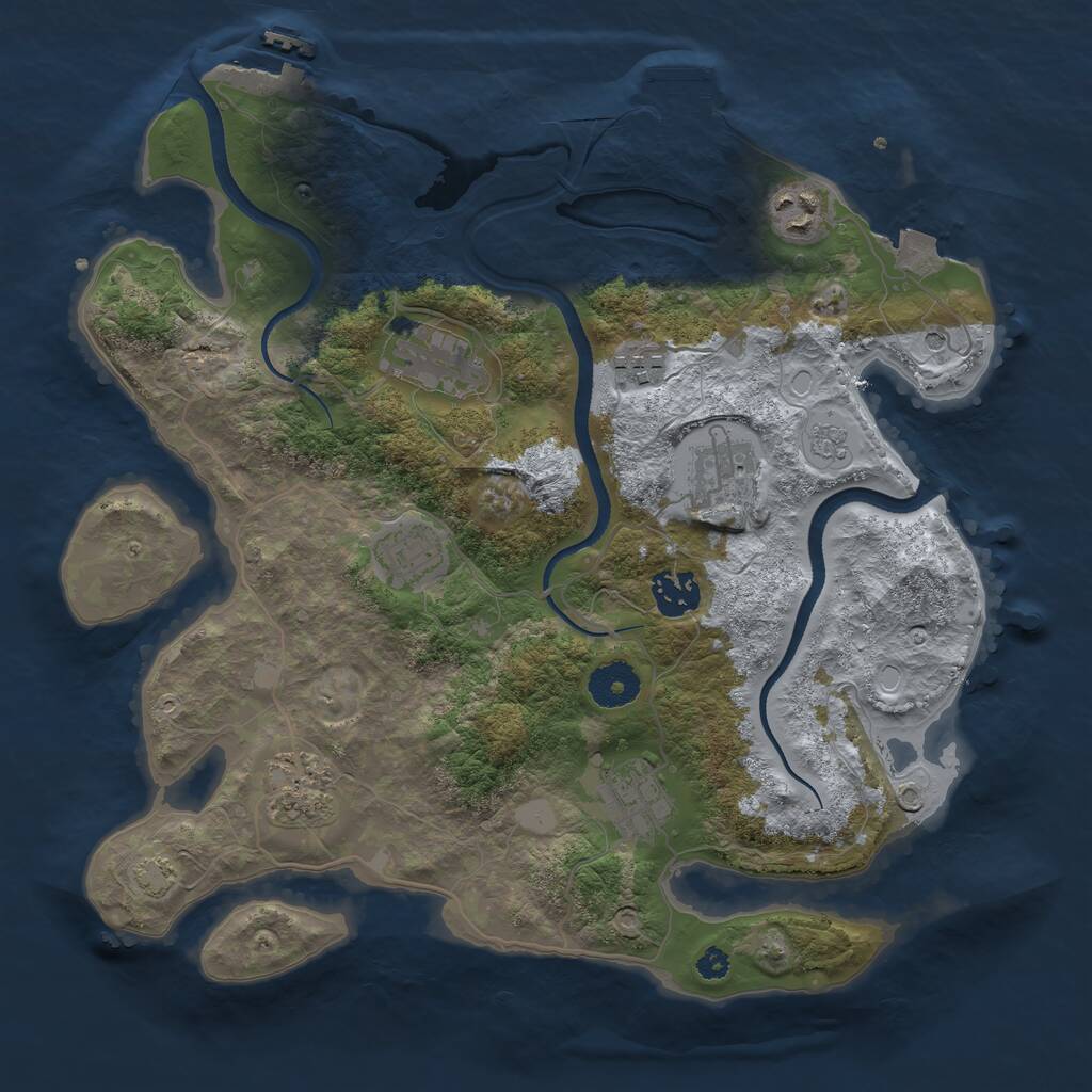 Rust Map: Procedural Map, Size: 3400, Seed: 591516989, 14 Monuments