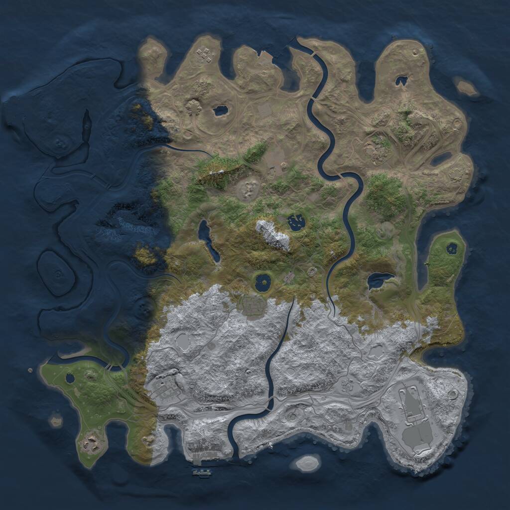 Rust Map: Procedural Map, Size: 4500, Seed: 999011729, 14 Monuments