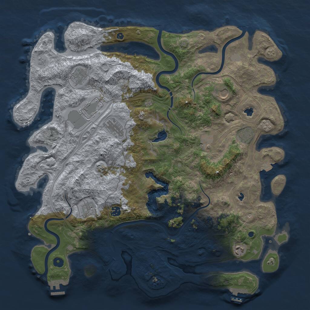 Rust Map: Procedural Map, Size: 4500, Seed: 1275307510, 16 Monuments
