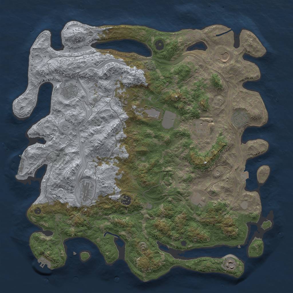 Rust Map: Procedural Map, Size: 4500, Seed: 1275307510, 19 Monuments