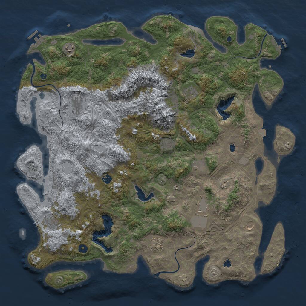 Rust Map: Procedural Map, Size: 5000, Seed: 23424345, 17 Monuments