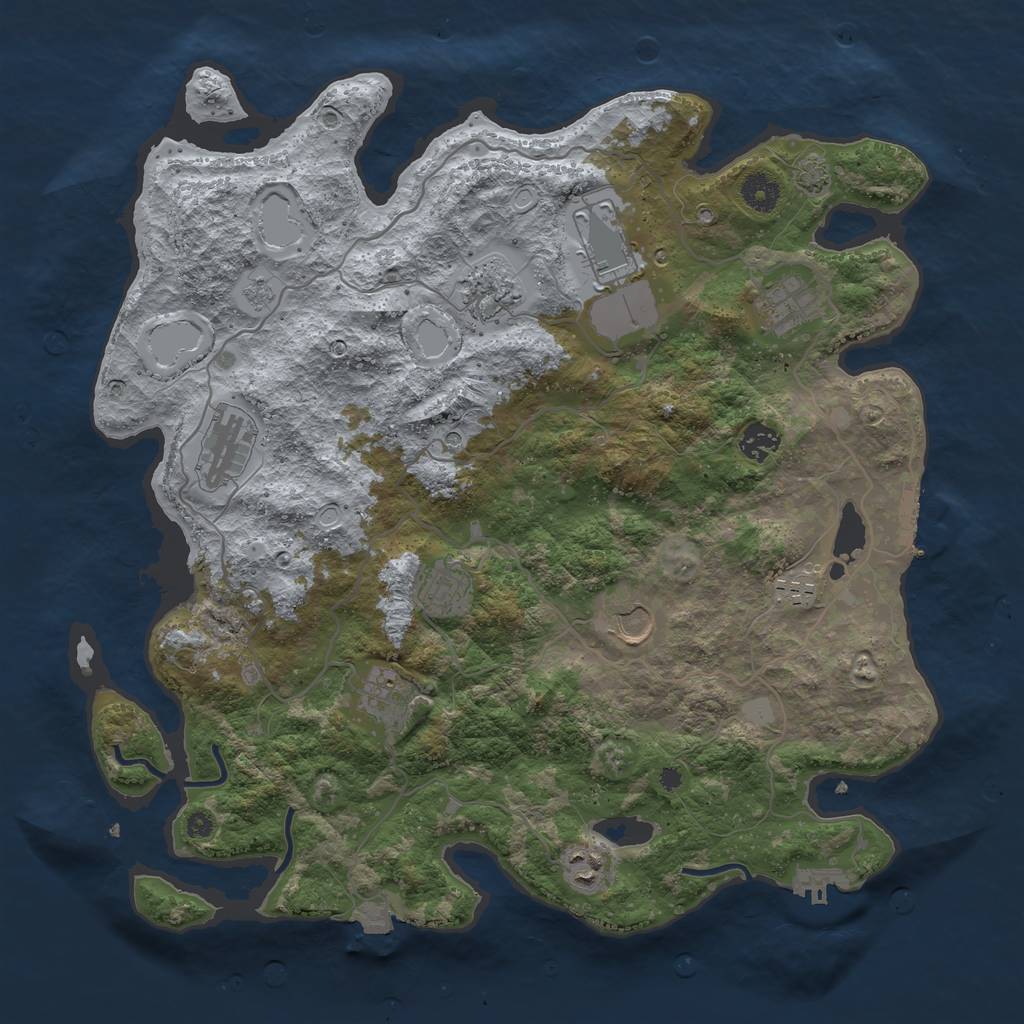 Rust Map: Procedural Map, Size: 4000, Seed: 318576526, 18 Monuments