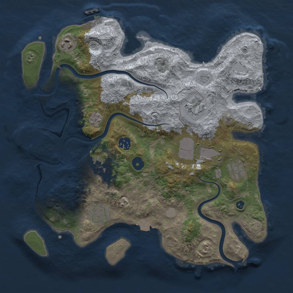 Rust Map: Procedural Map, Size: 3500, Seed: 776645926, 14 Monuments