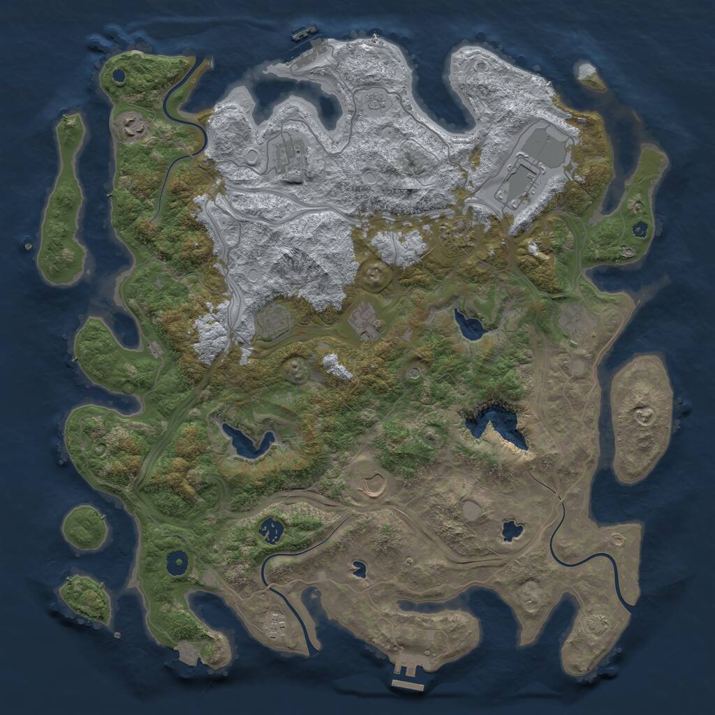 Rust Map: Procedural Map, Size: 4500, Seed: 977594307, 16 Monuments