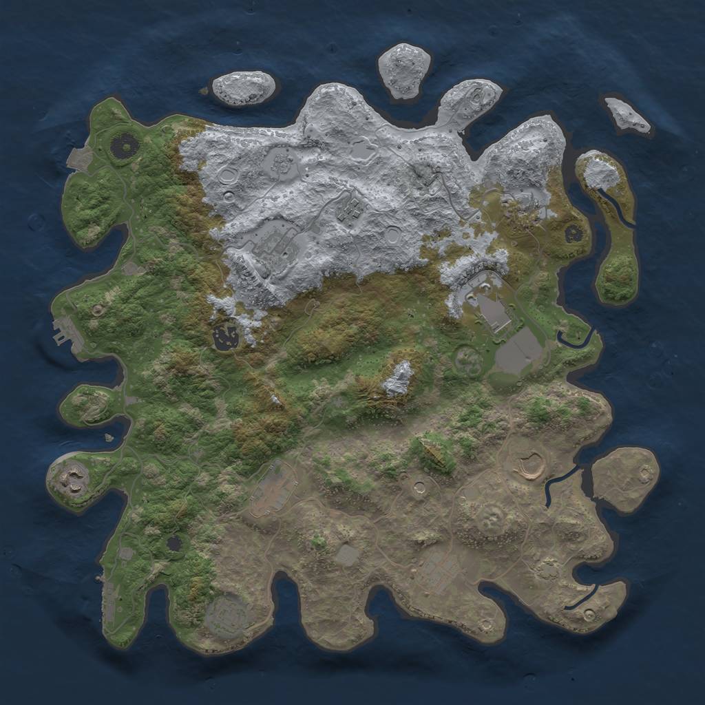 Rust Map: Procedural Map, Size: 3950, Seed: 13730731, 18 Monuments