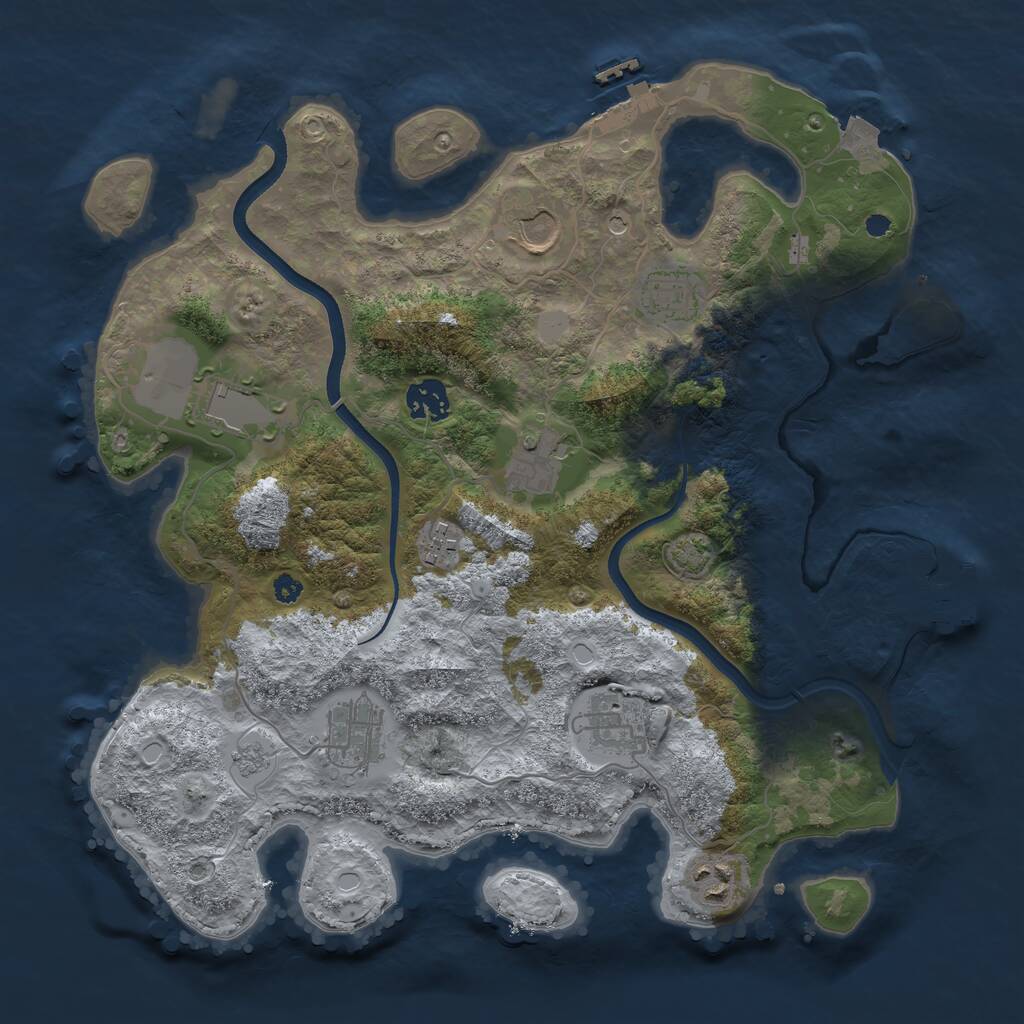 Rust Map: Procedural Map, Size: 3550, Seed: 69057165, 15 Monuments