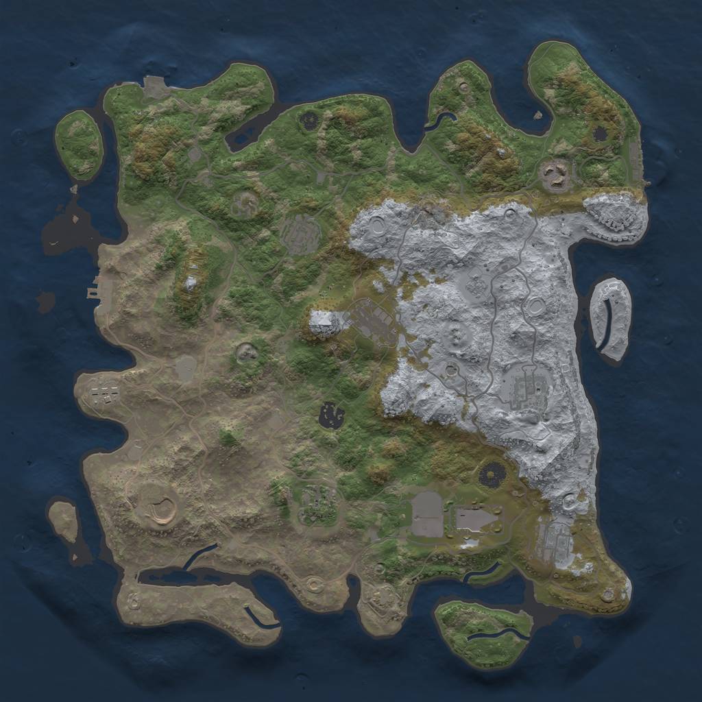Rust Map: Procedural Map, Size: 4000, Seed: 20231104, 18 Monuments