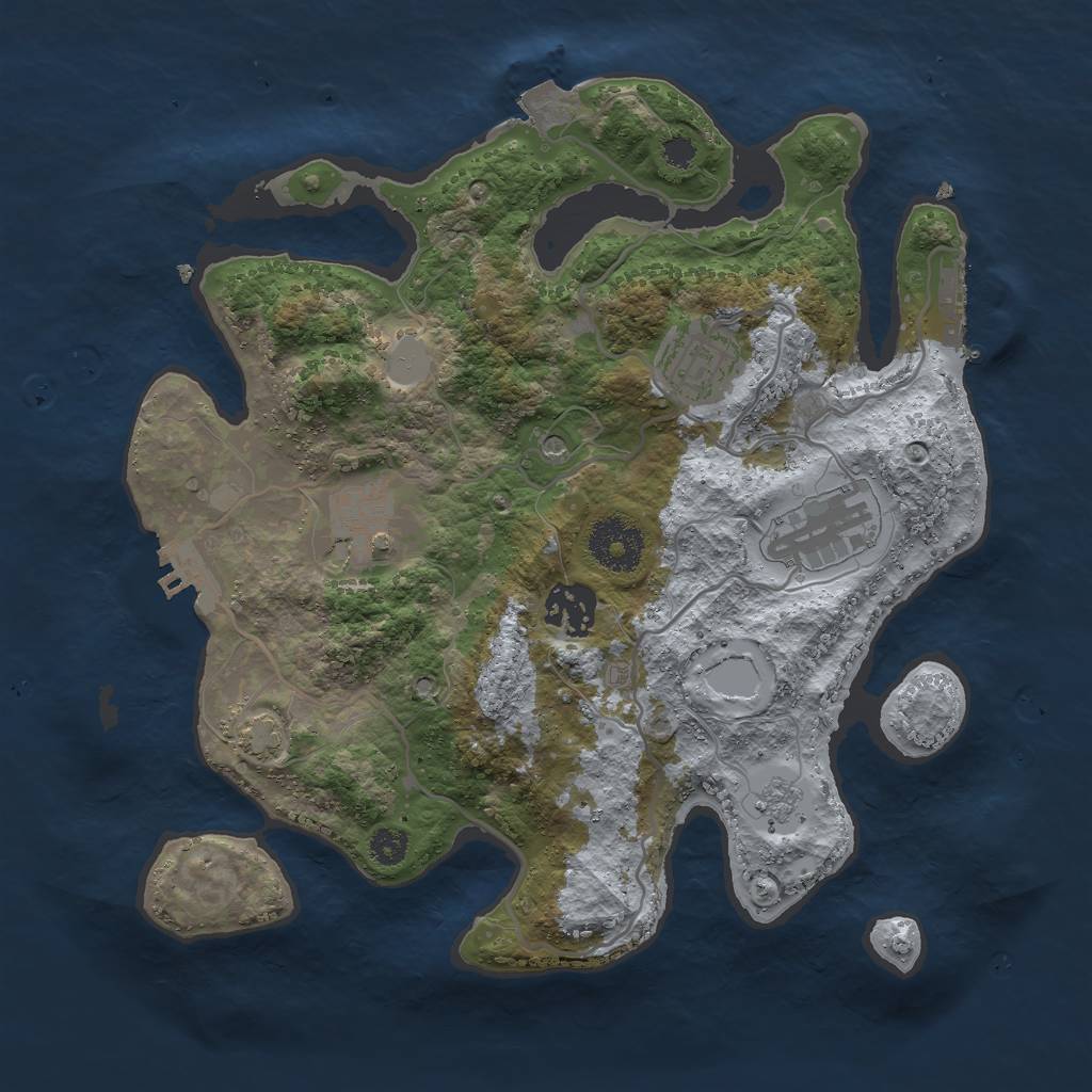 Rust Map: Procedural Map, Size: 3000, Seed: 2138747410, 12 Monuments