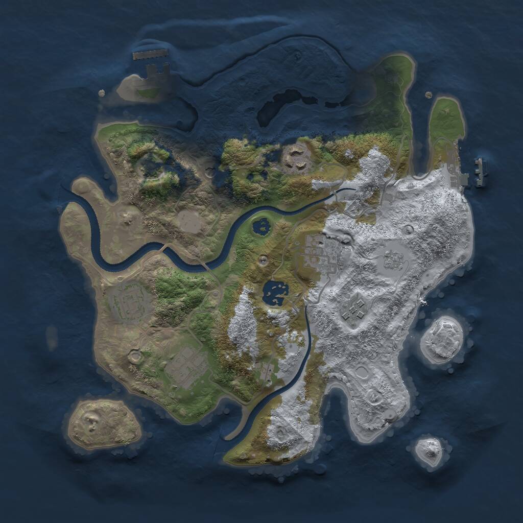 Rust Map: Procedural Map, Size: 3000, Seed: 2138747410, 12 Monuments